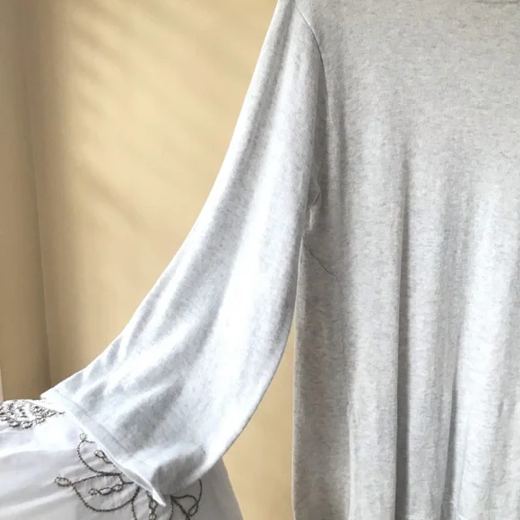 J Jill Sz Small Top cashmere cotton blend Gray long sleeves - Picture 7 of 12